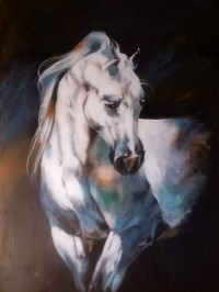 Irfan Ahmed, 30 x 40 Inch, Oil on Canvas, Horse Painting, AC-IRA-042
